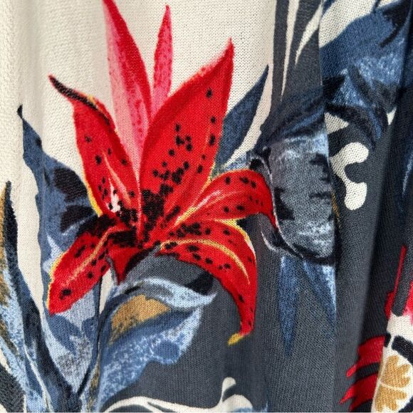 Chico’s Summer Floral Short Cotton Nylon Lightweight Cardigan Sweater 1 S - Picture 5 of 6